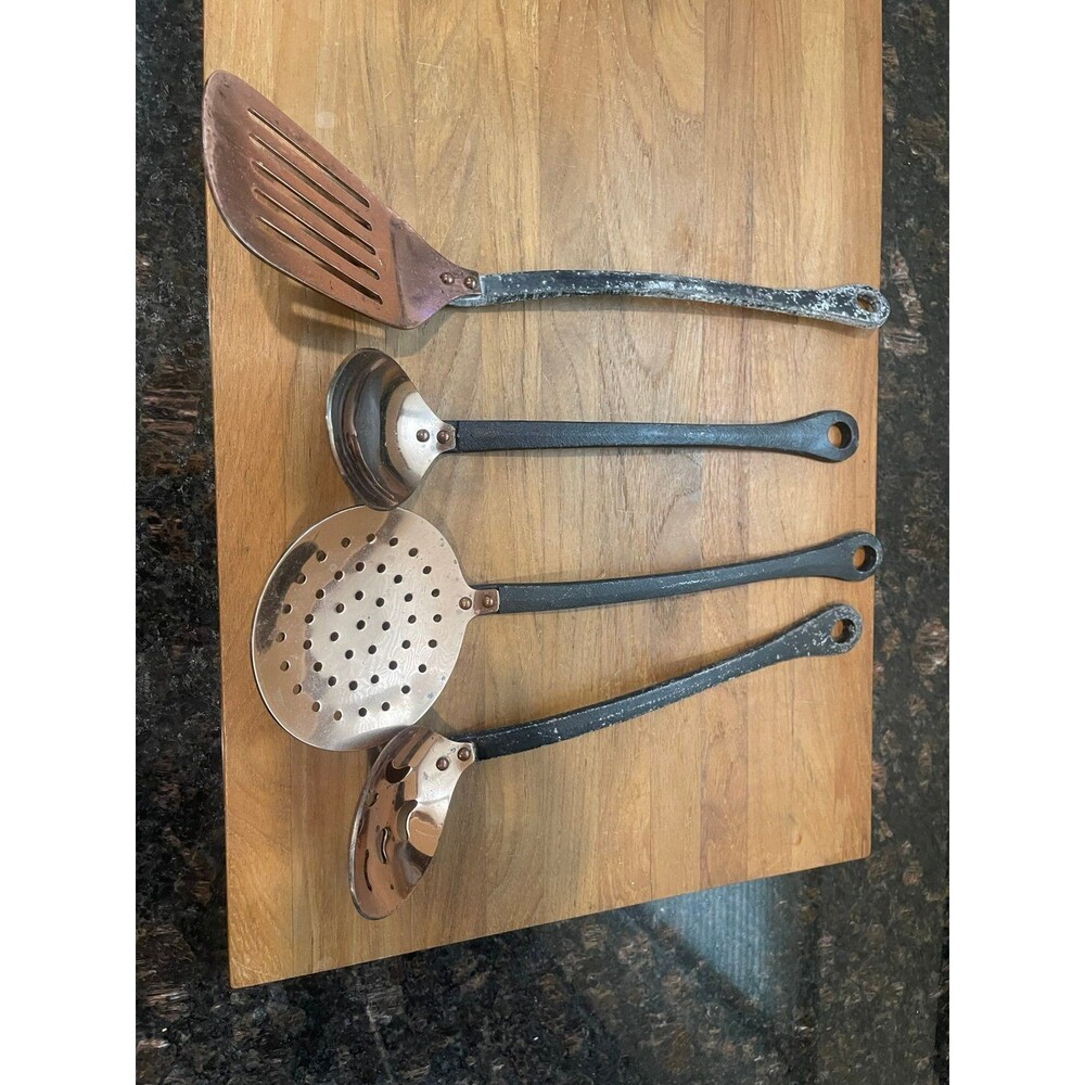 4-Piece Copper & Cast Iron Utensil Set